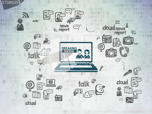 Image of News concept: Breaking News On Laptop on Digital Paper background