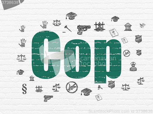 Image of Law concept: Cop on wall background