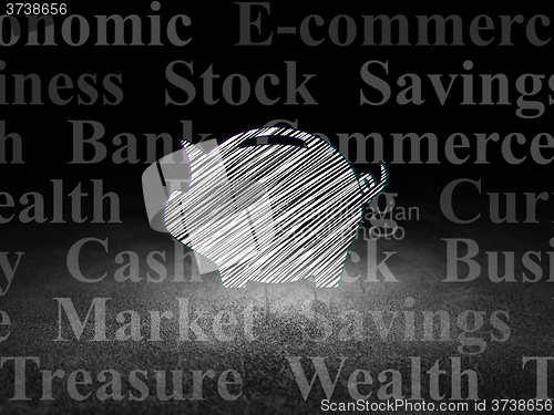 Image of Money concept: Money Box in grunge dark room