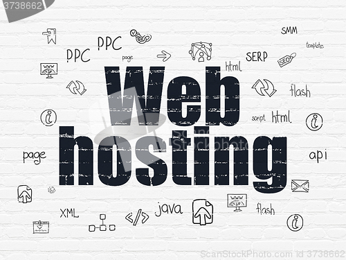 Image of Web development concept: Web Hosting on wall background