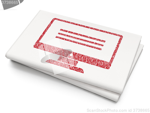 Image of Web development concept: Monitor on Blank Newspaper background