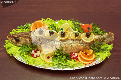 Image of zander fish baked