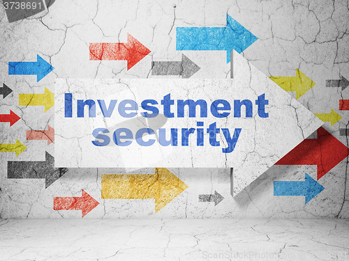 Image of Security concept: arrow with Investment Security on grunge wall background