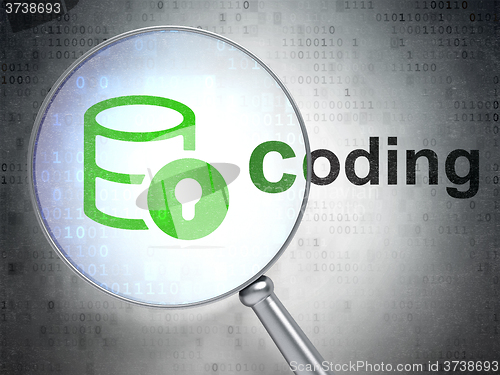 Image of Programming concept: Database With Lock and Coding with optical glass