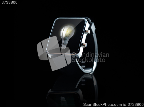 Image of close up of black smart watch