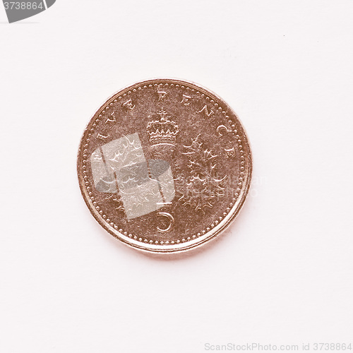 Image of  UK 5 pence coin vintage