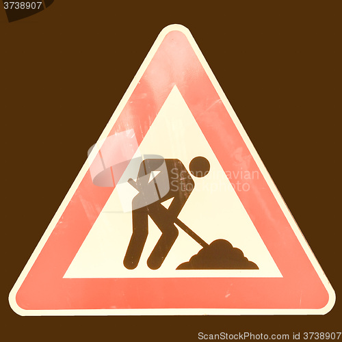 Image of  Road work sign vintage