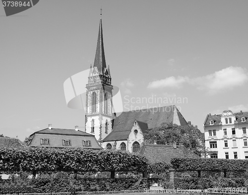 Image of Black and white St Elizabeth church in Darmstadt