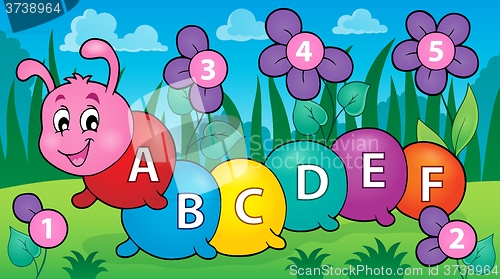 Image of Happy caterpillar with letters theme 3