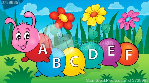 Image of Happy caterpillar with letters theme 2