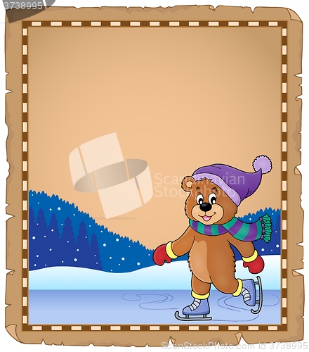 Image of Parchment with ice skating bear