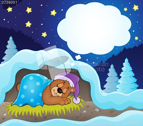 Image of Winter theme with dreaming bear