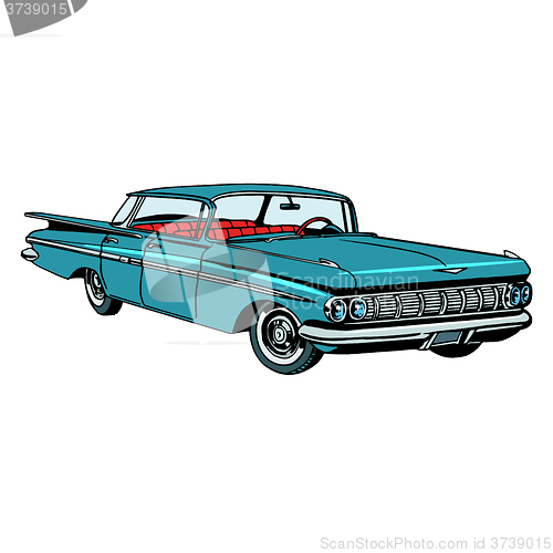 Image of Retro green car classic abstract model