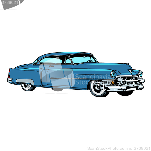 Image of Retro blue car classic abstract model