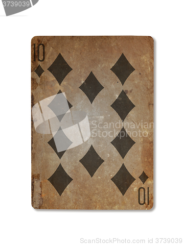 Image of Very old playing card, ten of diamonds