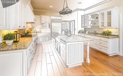 Image of Custom Kitchen Design Drawing and Gradated Photo Combination