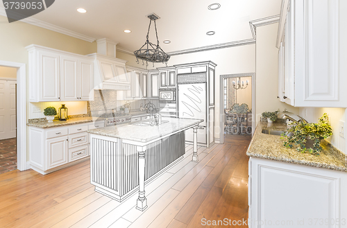 Image of Custom Kitchen Design Drawing and Gradated Photo Combination