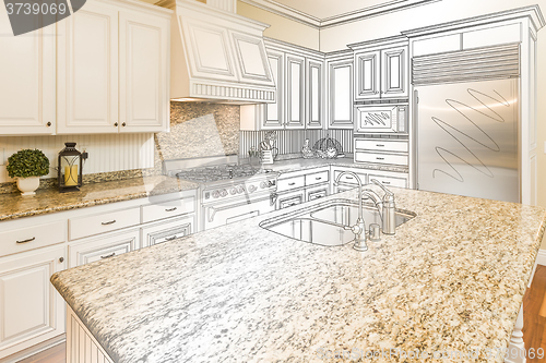 Image of Custom Kitchen Design Drawing and Gradated Photo Combination