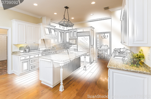 Image of Custom Kitchen Design Drawing and Brushed Photo Combination