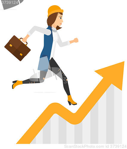 Image of Woman running on growth graph. 