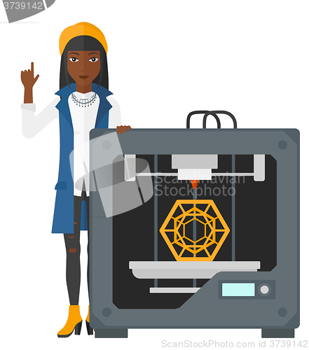 Image of Woman with three D printer.