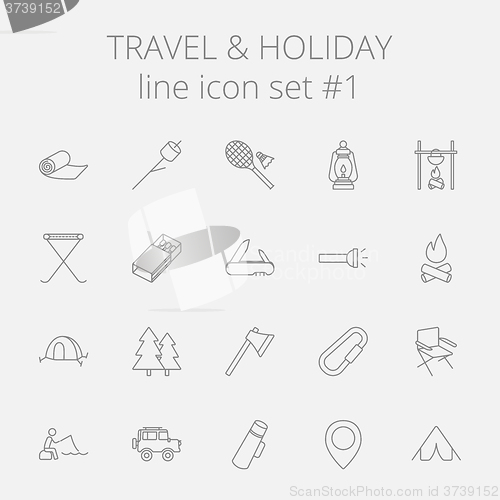 Image of Travel and holiday icon set.