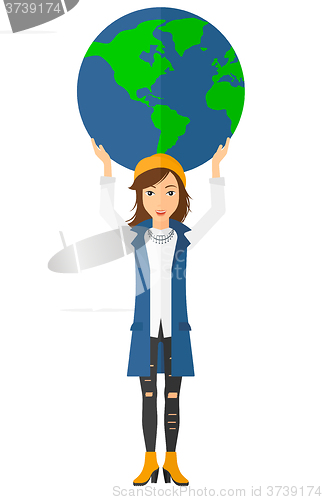 Image of Woman holding globe.