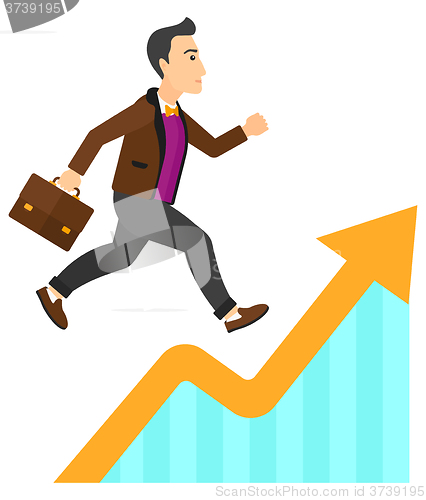 Image of Man running on growth graph. 