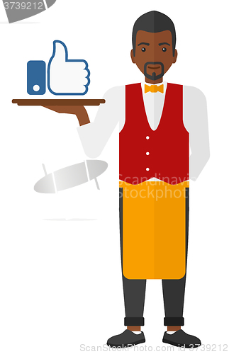 Image of Waiter with like buttone.