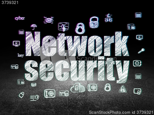 Image of Privacy concept: Network Security in grunge dark room