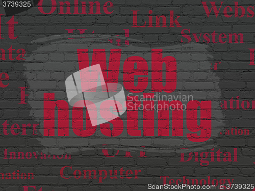 Image of Web development concept: Web Hosting on wall background