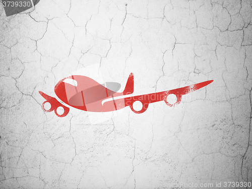 Image of Vacation concept: Airplane on wall background