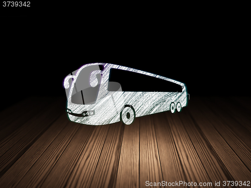 Image of Tourism concept: Bus in grunge dark room