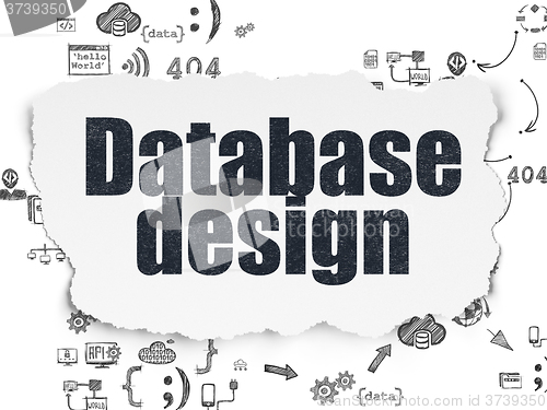 Image of Database concept: Database Design on Torn Paper background