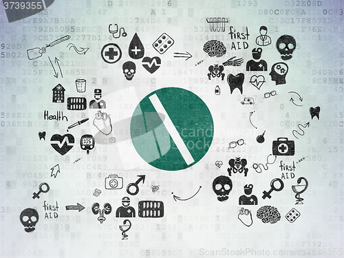 Image of Health concept: Pill on Digital Paper background