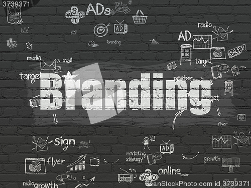 Image of Marketing concept: Branding on wall background