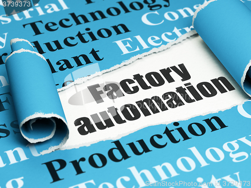 Image of Industry concept: black text Factory Automation under the piece of  torn paper