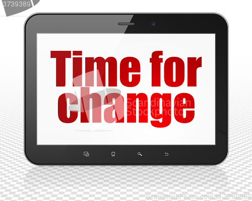 Image of Time concept: Tablet Pc Computer with Time for Change on display