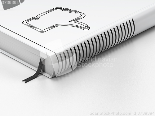 Image of Social media concept: closed book, Thumb Down on white background