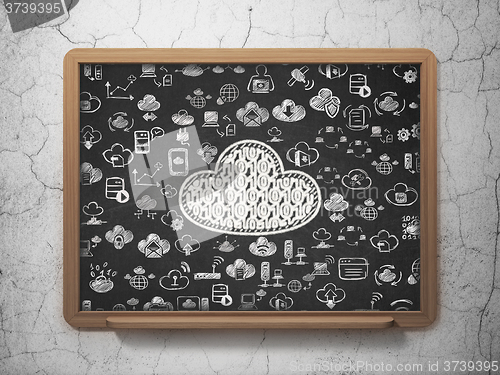 Image of Cloud computing concept: Cloud With Code on School Board background