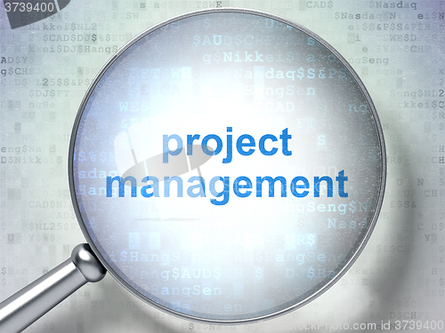 Image of Business concept: Project Management with optical glass