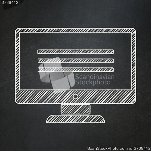 Image of Programming concept: Monitor on chalkboard background