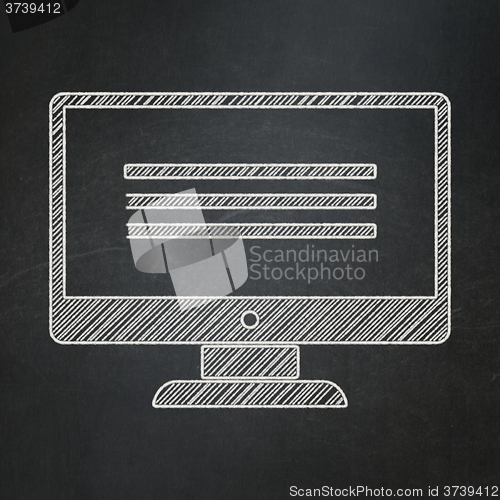 Image of Programming concept: Monitor on chalkboard background