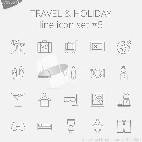 Image of Travel and holiday icon set.