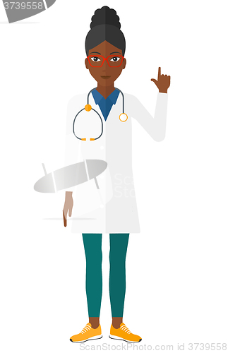 Image of Doctor showing finger up.