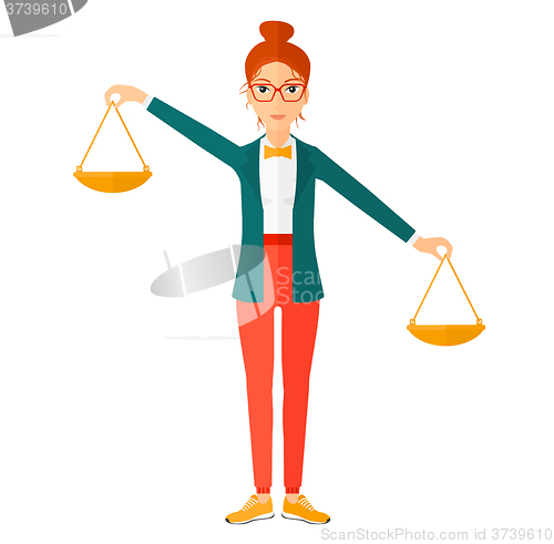 Image of Business woman with scales.