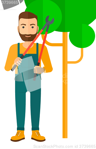 Image of Farmer with pruner.