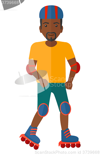 Image of Sporty man on rollerblades.