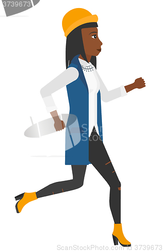 Image of Happy woman jogging.