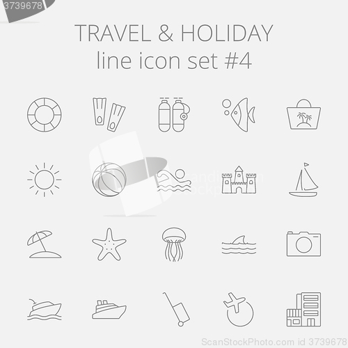 Image of Travel and holiday icon set.